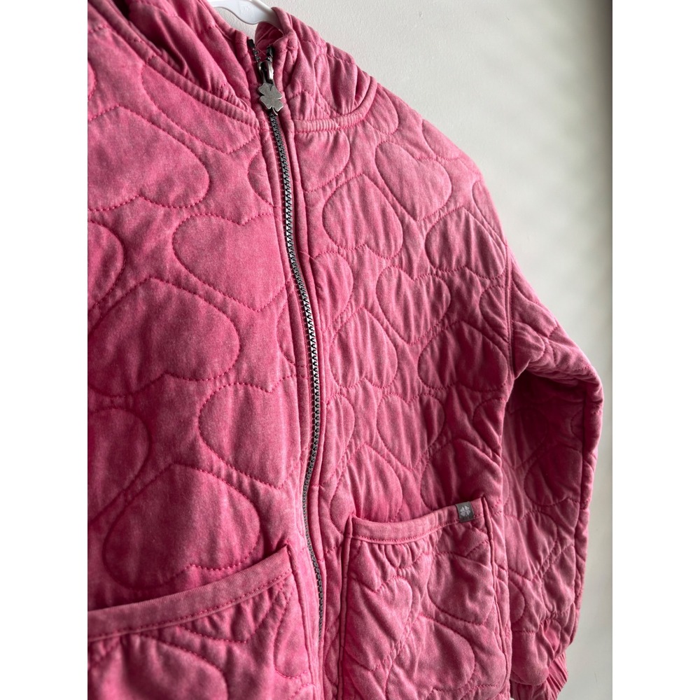 Lucky Brand Pink Quilted Heart Hoodie Kids Size S (7/8) - Picture 3 of 7